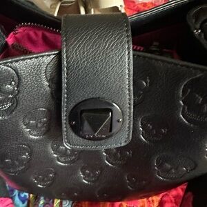 Betsey Johnson Black Embossed Skull Shoulder Bag